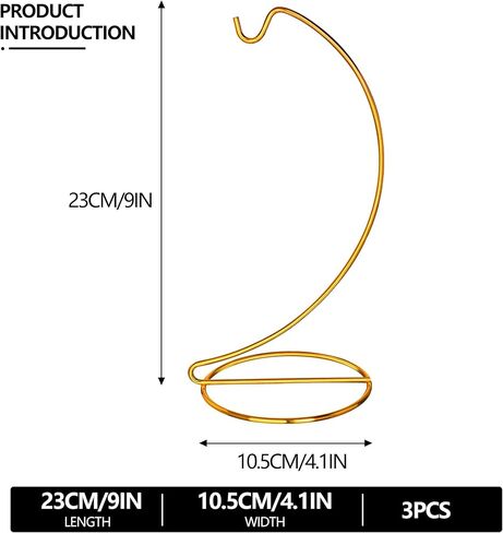 ZEERSHEE 3 Pack Gold Ornament Display Stands Hanging Hook for Air Plants, Terrariums Hanger, Glass Witch Balls, Home Wedding Christmas Decoration (9/7.9/6.3 Inch) in Saudi Arabia