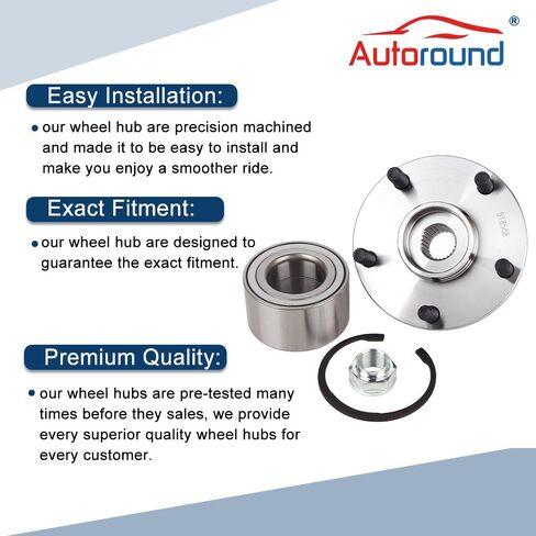محور محمل العجلات الأمامية Autoround 518508 مناسب لسيارة Toyota Camry 1992-2003/ Solara 1999-2003 (محرك 2.2L و2.4L)، Lexus RX300 1999-2003 (AWD فقط)، 5 عروة (زوج) in Saudi Arabia