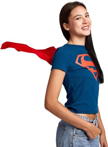 تي شيرت بغطاء للرأس بأكمام قصيرة ورقبة دائرية زرقاء من DC Comics Superman Junior in Saudi Arabia