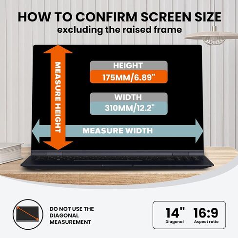 HD Laptop Privacy Screen 10.1 inch, Upgraded Laptop Privacy Screen for 16:9 Widescreen Removable Anti Glare Laptop Screen Cover and Blue Light UV-Blocking Screen Privacy Filter in Saudi Arabia