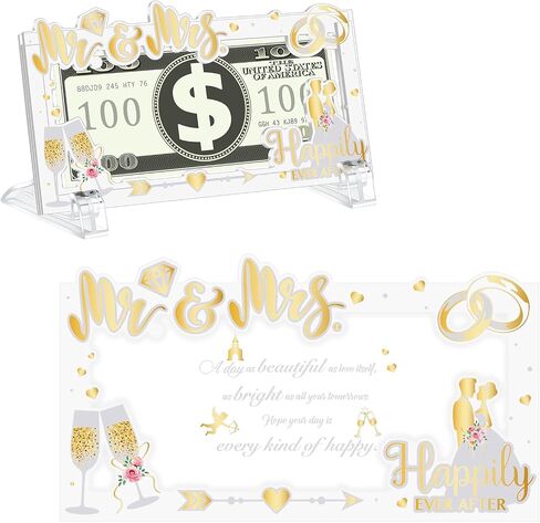 Wedding Money Holders for Cash Acrylic Holiday Money Gift Card Holders Funny Ways to Give Cash Wedding Gift for Bridal Shower Thank You Gifts for Mr and Mrs Bride and Groom in Saudi Arabia