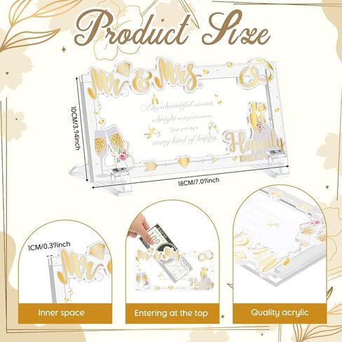 Wedding Money Holders for Cash Acrylic Holiday Money Gift Card Holders Funny Ways to Give Cash Wedding Gift for Bridal Shower Thank You Gifts for Mr and Mrs Bride and Groom in Saudi Arabia