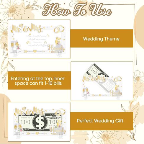 Wedding Money Holders for Cash Acrylic Holiday Money Gift Card Holders Funny Ways to Give Cash Wedding Gift for Bridal Shower Thank You Gifts for Mr and Mrs Bride and Groom in Saudi Arabia