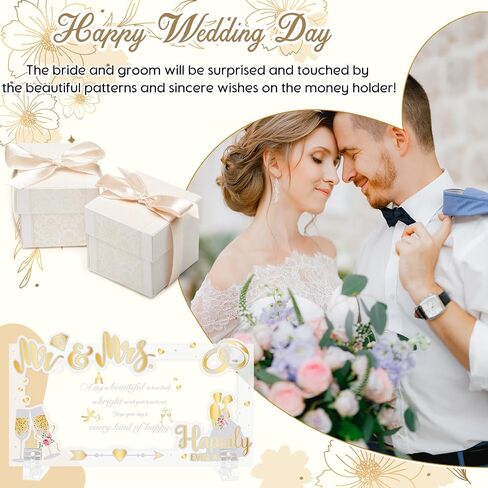 Wedding Money Holders for Cash Acrylic Holiday Money Gift Card Holders Funny Ways to Give Cash Wedding Gift for Bridal Shower Thank You Gifts for Mr and Mrs Bride and Groom in Saudi Arabia