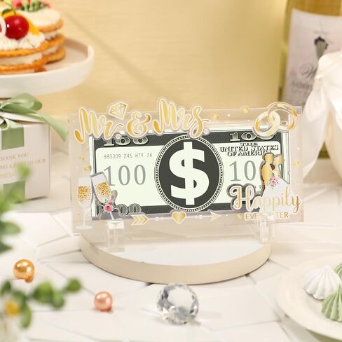 Wedding Money Holders for Cash Acrylic Holiday Money Gift Card Holders Funny Ways to Give Cash Wedding Gift for Bridal Shower Thank You Gifts for Mr and Mrs Bride and Groom in Saudi Arabia