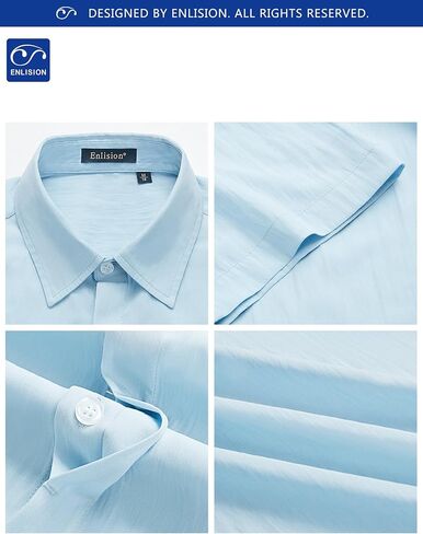 Enlision Mens Casual Shirts Short Sleeve Button Down Shirt Fashion Textured Lightweight Summer Beach Shirt for Men in Kuwait