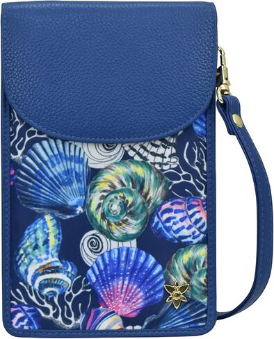Anuschka Cell Phone Crossbody RFID Blocking Wallet - Wanderlust Collection - Nylon Fabric with Genuine Leather Trim in Saudi Arabia