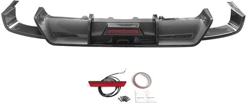 IKON MOTORSPORTS, Rear Bumper Diffuser Lip W/Light Compatible with 2018-2024 Toyota Camry SE XSE Models Only, Gloss Black Injection PP Add On Air Dam Rear Lower Bumper Protector Lip Bodykits in Saudi Arabia