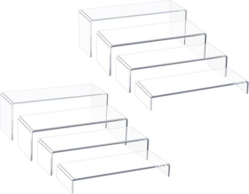 Acrylic Display Risers,6pcs 12'' Display Stands,Stackable Acrylic Shelves for Small Item Display,Thickened to 5mm Clear Plastic Shelf Risers for Cupcake Stand,Pop Figurines,Tumbler,Food in Kuwait