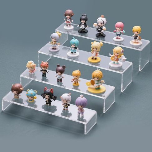 Acrylic Display Risers,6pcs 12'' Display Stands,Stackable Acrylic Shelves for Small Item Display,Thickened to 5mm Clear Plastic Shelf Risers for Cupcake Stand,Pop Figurines,Tumbler,Food in Kuwait