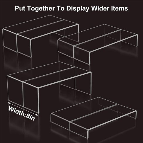 Acrylic Display Risers,6pcs 12'' Display Stands,Stackable Acrylic Shelves for Small Item Display,Thickened to 5mm Clear Plastic Shelf Risers for Cupcake Stand,Pop Figurines,Tumbler,Food in Kuwait