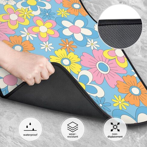 Vintage Groovy Flowers Car Floor Mats Set of 4 Universal Fit for Suvs Sedans Trucks Cars Set of 4 Auto Floor Carpets Rugs Non Slip in Saudi Arabia