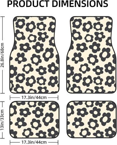 Vintage Groovy Flowers Car Floor Mats Set of 4 Universal Fit for Suvs Sedans Trucks Cars Set of 4 Auto Floor Carpets Rugs Non Slip in Saudi Arabia