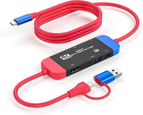 Video Capture Card,4K HDMI to USB 3.0 Capture Card,HDMI to USB-A/C 1080P 60FPS, Game Video Capture Card for Live Streaming/Gaming/Meeting, for Windows/Mac OS System, Switch PS4/5 Xbox OBS Zoom in Saudi Arabia