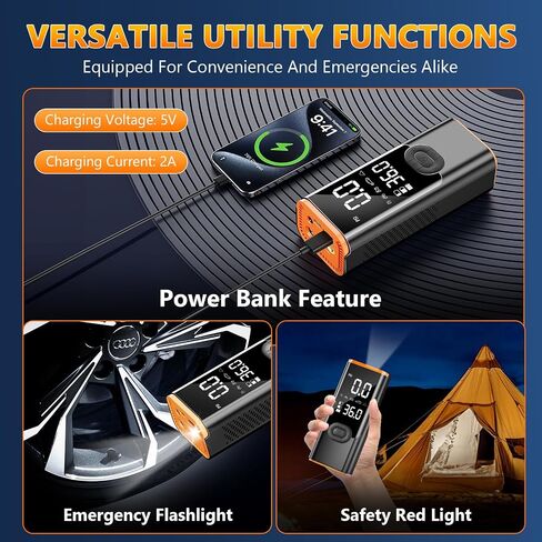 Tire Inflator Portable Air Compressor, 180PSI Air Pump for Car Tires with 25000mAh Battery, One Click Smart Air Pump Tire Inflator for Car, Motorcycle, Bicycle and More with Tire Pressure Gauge in Saudi Arabia