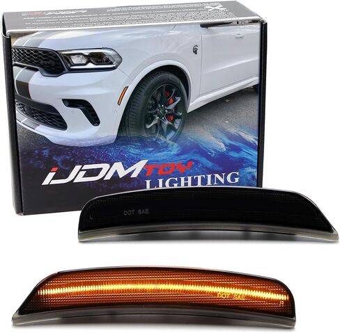 iJDMTOY Black-Out Smoked Lens 36-SMD Amber Yellow Full LED Front Bumper Side Marker Light Kit Compatible With Dodge 2021-up Durango, Replace OEM Amber Front Sidemarkers in Saudi Arabia