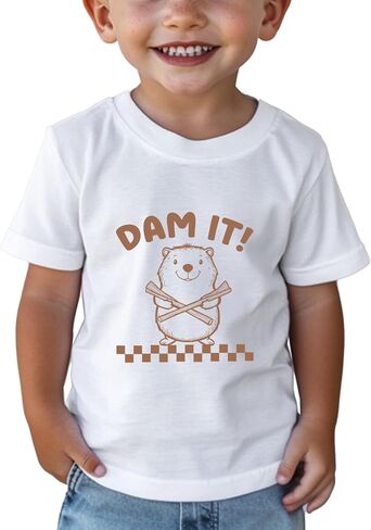 تي شيرتات للأطفال الصغار، تي شيرتات للأطفال الأولاد والبنات برسومات حيوانات مضحكة مطبوعة بحروف صيفية بأكمام قصيرة 2-8T in Kuwait