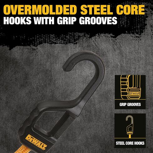 DEWALT DXBC300244 Black/Yellow 24" Premium Heavy-Duty Bungee Cords, 4 Pack in Saudi Arabia