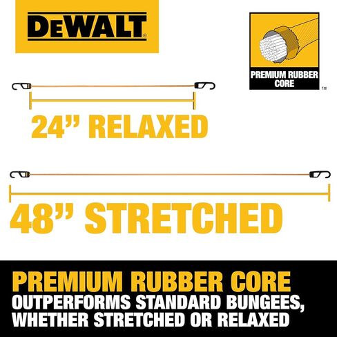 DEWALT DXBC300244 Black/Yellow 24" Premium Heavy-Duty Bungee Cords, 4 Pack in Saudi Arabia