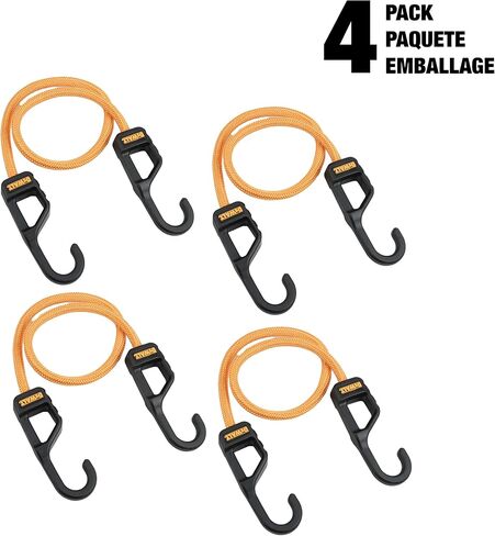 DEWALT DXBC300244 Black/Yellow 24" Premium Heavy-Duty Bungee Cords, 4 Pack in Saudi Arabia