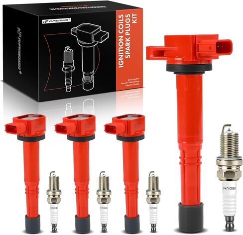A-Premium (Red) Set of 8 Ignition Coil Pack and Iridium Spark Plugs Compatible with Honda CR-V 2002-2009, Accord 2003-2007, Civic 2002-2005, Element 2003-2011 & Acura RSX 2002-2006, CSX 2006-2011 in Saudi Arabia