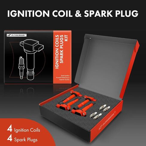 A-Premium (Red) Set of 8 Ignition Coil Pack and Iridium Spark Plugs Compatible with Honda CR-V 2002-2009, Accord 2003-2007, Civic 2002-2005, Element 2003-2011 & Acura RSX 2002-2006, CSX 2006-2011 in Saudi Arabia