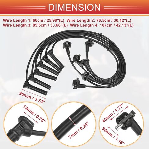 ACROPIX Car Spark Plug Coil Wires Ignition Coil Harness Cable Fit for Ford Explorer V6 4.0L 1997-2001 No.XU2Z12259FA/XU2Z12259-FA - Pack of 6 in Saudi Arabia