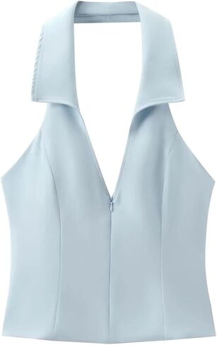 Women Open Back Fitted Halter Top and Low-Rise Side Zip Two Pieces Sets in Saudi Arabia