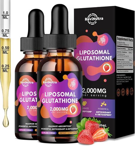 Liposomal Glutathione Supplement - 2000mg Glutathione Liquid Drops with Vitamin C, Curcumin & Trans-Resveratrol - Powerful Antioxidant for Immune, Skin Health, Aging Defense & Liver Detox - 2 Fl Oz in Saudi Arabia