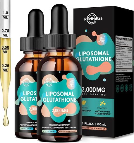 Liposomal Glutathione Supplement - 2000mg Glutathione Liquid Drops with Vitamin C, Curcumin & Trans-Resveratrol - Powerful Antioxidant for Immune, Skin Health, Aging Defense & Liver Detox - 2 Fl Oz in Saudi Arabia