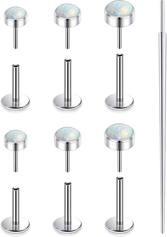 20G 18G 16G F136 Titanium Threadless Flat Back Earrings Nose Studs Tragus Forward Helix Conch Cartilage Lobe Earrings Medusa Labret Snake Bite Monroe Lip Ring Piercing Jewelry For Women Men in Saudi Arabia