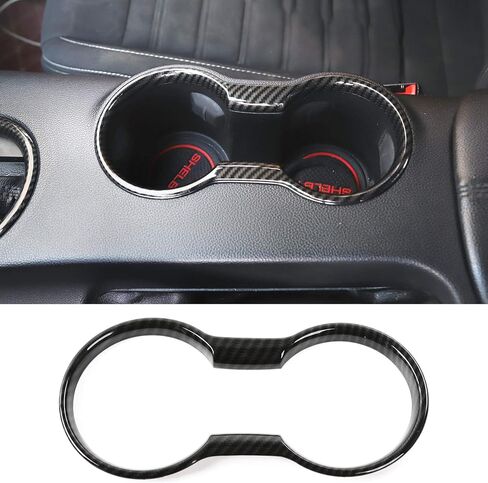 JeCar for Mustang Carbon Fiber Interior Cup Holder Cover Trim for Ford Mustang 2015-2023 Interior Accessories in Saudi Arabia