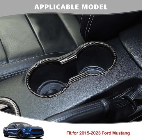JeCar for Mustang Carbon Fiber Interior Cup Holder Cover Trim for Ford Mustang 2015-2023 Interior Accessories in Saudi Arabia