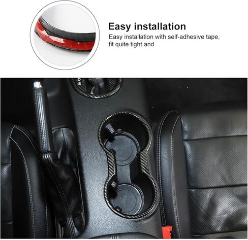 JeCar for Mustang Carbon Fiber Interior Cup Holder Cover Trim for Ford Mustang 2015-2023 Interior Accessories in Saudi Arabia