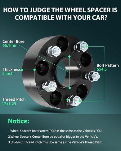 SCITOO 4 قطع 5x4.5 فواصل عجلات 2 بوصة تتحمل 66.1 مم ترصيع 12x1.25 5 فواصل عجلات تناسب Nissan 240SX 1995-1998، 300ZX 1984-1996، 350Z 2003-2009، 370Z 2009-2021، Altima 2002-2022 in Saudi Arabia