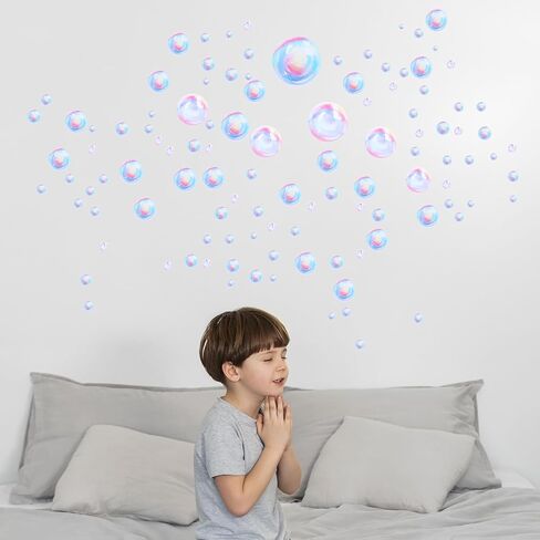 ملصقات جدارية على شكل فقاعات، ملصقات فقاعات ملونة بخلفية عالم تحت الماء لتزيين المحيط بتصميم حورية البحر لتزيين الحمام وأعياد الميلاد وديكورات الحفلات (ورقتان) in Saudi Arabia