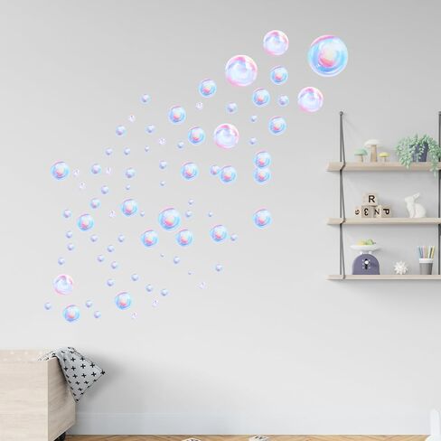 ملصقات جدارية على شكل فقاعات، ملصقات فقاعات ملونة بخلفية عالم تحت الماء لتزيين المحيط بتصميم حورية البحر لتزيين الحمام وأعياد الميلاد وديكورات الحفلات (ورقتان) in Saudi Arabia
