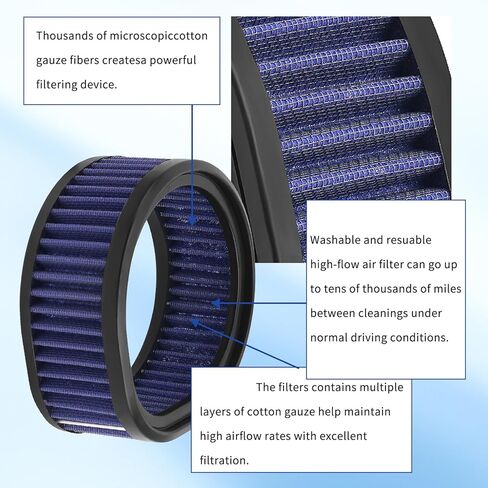 AHL Motorcycle High Flow Air Filter Reusable Air Cleaner Compatible with 1998-2004 Gilroy Indian with the S&S engines, E-3226 Round, Drag reference # 1011-0315 Not round,Midwest # 12-579 Not round in Saudi Arabia