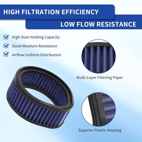 AHL Motorcycle High Flow Air Filter Reusable Air Cleaner Compatible with 1998-2004 Gilroy Indian with the S&S engines, E-3226 Round, Drag reference # 1011-0315 Not round,Midwest # 12-579 Not round in Saudi Arabia