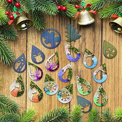 Luomi 2PCS الراتنج عيد الميلاد الأيائل قوالب عيد الميلاد زخرفة الراتنج قوالب الغزلان قالب السيليكون لراتنج الايبوكسي صب قالب عيد الميلاد DIY سلسلة المفاتيح شنقا ديكور العلامة مع النمام، مجموعات الأصابع، القطارات in Kuwait