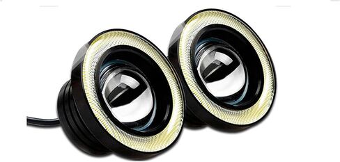 2PCS Car Angel Eye Fog Light, Charming LED Fog Lights Assembly with COB Aperture for Car Decorations and Lighting, Daytime Running Light Bulb, Universal for Most Cars (Light Blue) in Kuwait