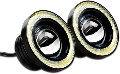 2PCS Car Angel Eye Fog Light, Charming LED Fog Lights Assembly with COB Aperture for Car Decorations and Lighting, Daytime Running Light Bulb, Universal for Most Cars (Light Blue) in Saudi Arabia