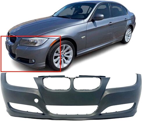 FitParts Compatible with Front Bumper Cover 2009-2012 BMW 328i 323i 335i 335d 3-Series Sedan Wagon. New Primed Without Sensor Holes, With Fog Light Holes. BM1000212 51117226709 in Saudi Arabia