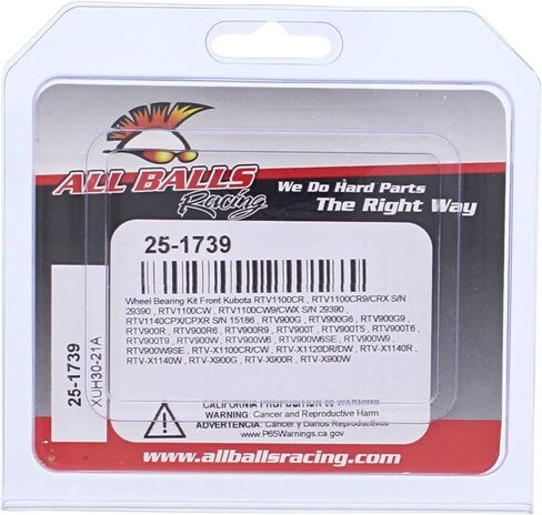 All Balls Wheel Bearing Kit 25-1739 for Kubota RTV-X 1100 CR9/CRX S/N 29390 00 in Saudi Arabia