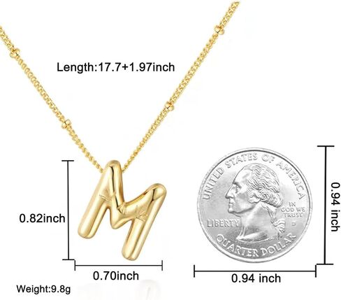 Bubble Letter Necklace for Women, 14k Gold Plated Initial Letter Pendant Necklace Personalized Jewelry A - Z 26 letters in Saudi Arabia