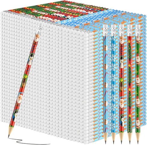 Zuazaor 50 Pieces Colorful Christmas Pencils with Eraser Wooden Pencils Snowman,Santa,Christmas Tree, Cand and Penguin Pencils Xmas Pencils for Christmas Holiday Favors (50) in Kuwait