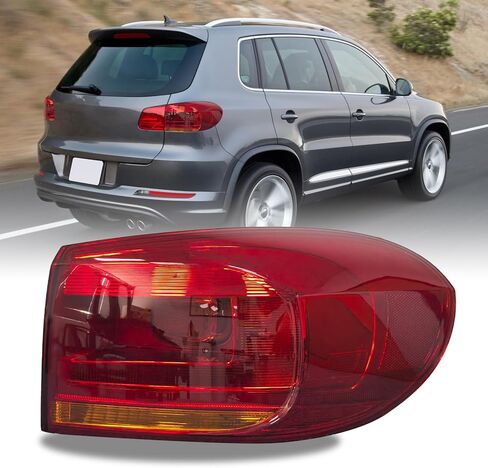 مجموعة مصابيح خلفية خلفية خارجية من Road Hawk مناسبة لسيارات Volkswagen Tiguan 2012 2013 2014 2015 2016 2017 Tiguan مصباح خلفي هالوجين مجموعة الضوء الخلفي للسائق الأيسر بدون مصابيح in Kuwait