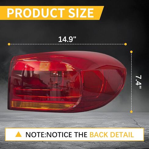 مجموعة مصابيح خلفية خلفية خارجية من Road Hawk مناسبة لسيارات Volkswagen Tiguan 2012 2013 2014 2015 2016 2017 Tiguan مصباح خلفي هالوجين مجموعة الضوء الخلفي للسائق الأيسر بدون مصابيح in Kuwait