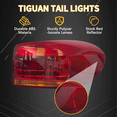 مجموعة مصابيح خلفية خلفية خارجية من Road Hawk مناسبة لسيارات Volkswagen Tiguan 2012 2013 2014 2015 2016 2017 Tiguan مصباح خلفي هالوجين مجموعة الضوء الخلفي للسائق الأيسر بدون مصابيح in Kuwait