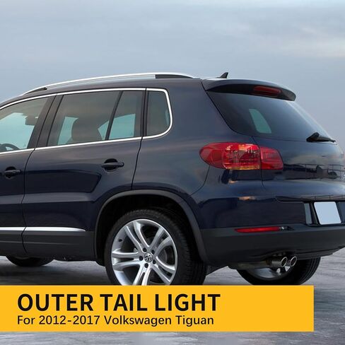 مجموعة مصابيح خلفية خلفية خارجية من Road Hawk مناسبة لسيارات Volkswagen Tiguan 2012 2013 2014 2015 2016 2017 Tiguan مصباح خلفي هالوجين مجموعة الضوء الخلفي للسائق الأيسر بدون مصابيح in Kuwait